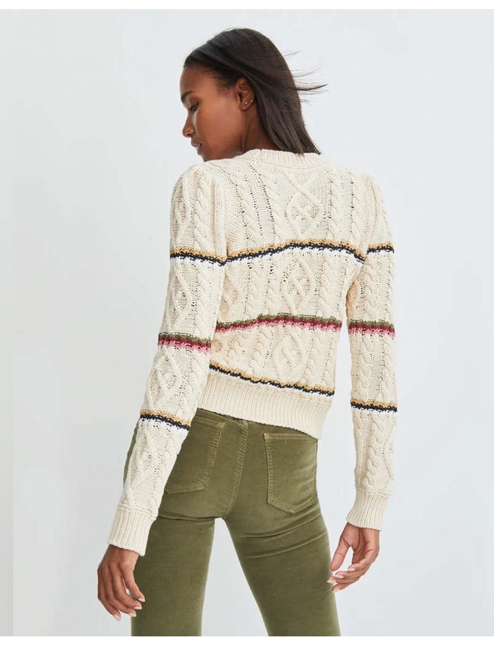 Veronica Beard Bruna Cable Knit Striped Sweater XL - Picture 4 of 9